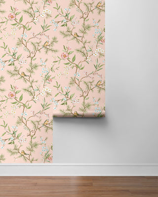 DB21301 Woodland Chinoiserie Trail Premium Matte Non-Woven Peel and Stick Wallpaper Roll at Say Decor