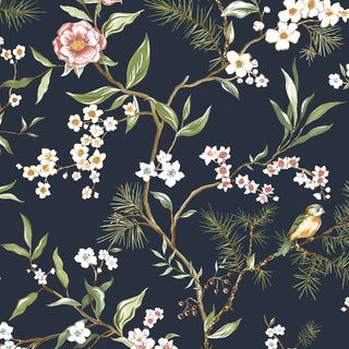 DB21302 Woodland Chinoiserie Trail Premium Matte Non-Woven Peel and Stick Wallpaper at Say Decor