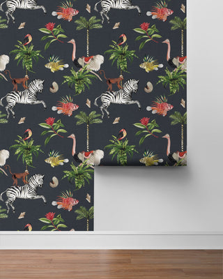 DBW2000 Merry Go Round animal unpasted wallpaper roll from the West Boulevard collection by Daisy Bennett Designs