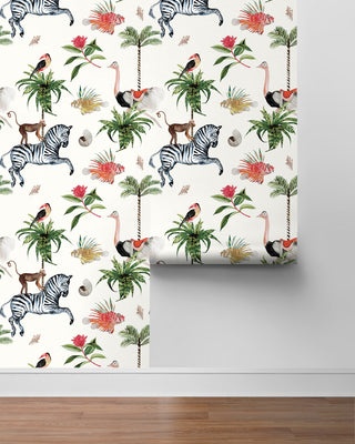 DBW2005 Merry Go Round animal unpasted wallpaper roll from the West Boulevard collection by Daisy Bennett Designs