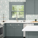 DBW8002 Moirella geometric wallpaper kitchen from Daisy Bennett Designs
