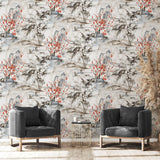 DG21201 sisal grasscloth wallpaper living room floral botanical from Seabrook Designs