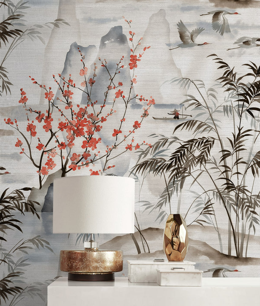 DG21201 sisal grasscloth wallpaper decor floral botanical from Seabrook Designs