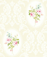 Carter Floral Bouquet Damask Unpasted Wallpaper