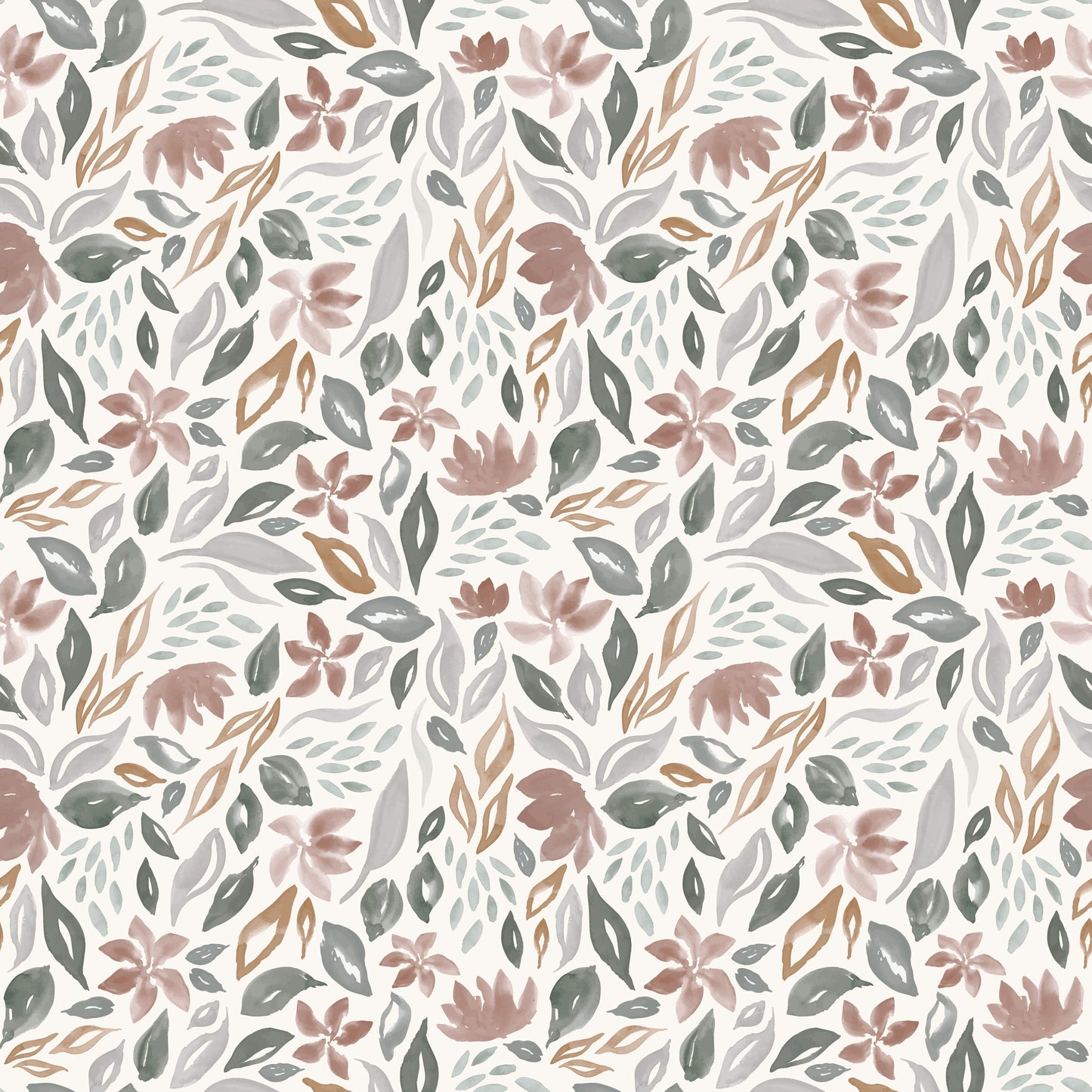 Red and Grey Daley Botanical Peel and Stick Wallpaper from Say Decor