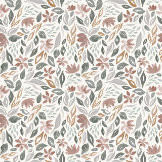 Red and Grey Daley Botanical Peel and Stick Wallpaper from Say Decor