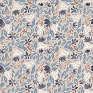 Neutral and Blue Daley Botanical Peel and Stick Wallpaper from Say Decor