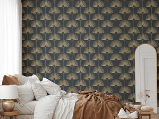 Mitchell Black Deco Fan Wallpaper Black Gold Bedroom at Say Decor