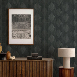 Mitchell Black Diamonds Geometric Wallpaper entryway in shade Black at Say Decor
