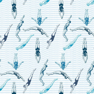 Mitchell Black Divers Illustration Wallpaper Blue at Say Decor