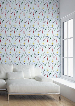 Mitchell Black Divers Illustration Wallpaper Primary Living Room at Say Decor