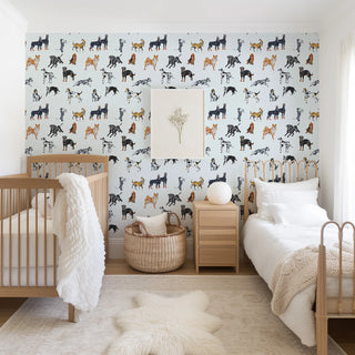 Mitchell Black Dog Days Wallpaper bedroom in shade Blue at Say Decor
