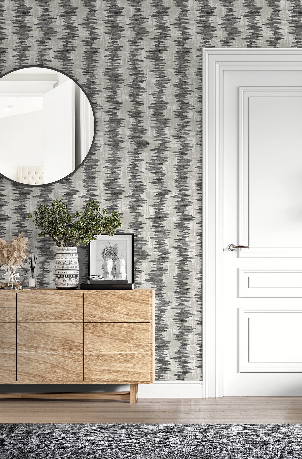 EL20200 striped wallpaper entryway abstract nonwoven from the Neutral Elements collection by Seabrook Designs