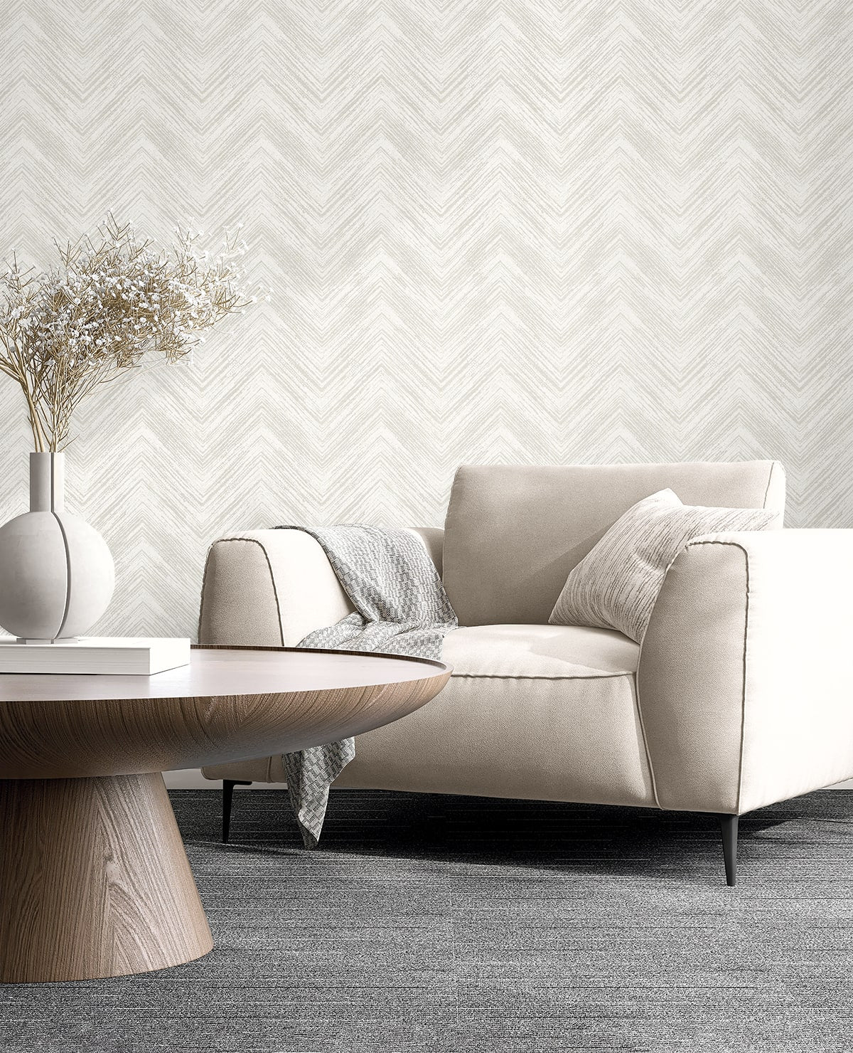 EL20400 chevron nonwoven wallpaper living room from the Neutral Elements collection by Seabrook Designs