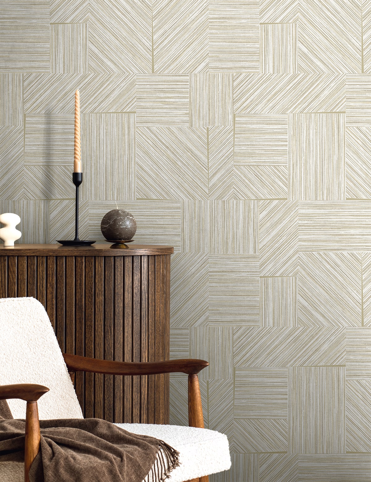 EN40105 Natural Grass Textures Husk Geometric Unpasted Wallpaper Entryway at Say Decor