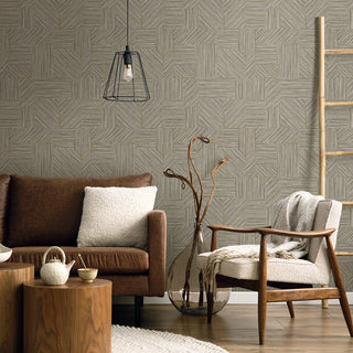 EN40108 Natural Grass Textures Husk Geometric Unpasted Wallpaper Living Room at Say Decor