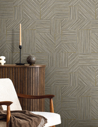EN40108 Natural Grass Textures Husk Geometric Unpasted Wallpaper Entryway at Say Decor