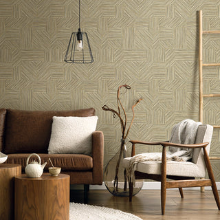 EN40115 Natural Grass Textures Husk Geometric Unpasted Wallpaper Living Room at Say Decor