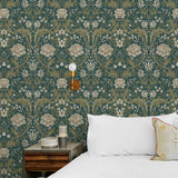 EP10004 vintage floral prepasted wallpaper bedroom from Seabrook Designs