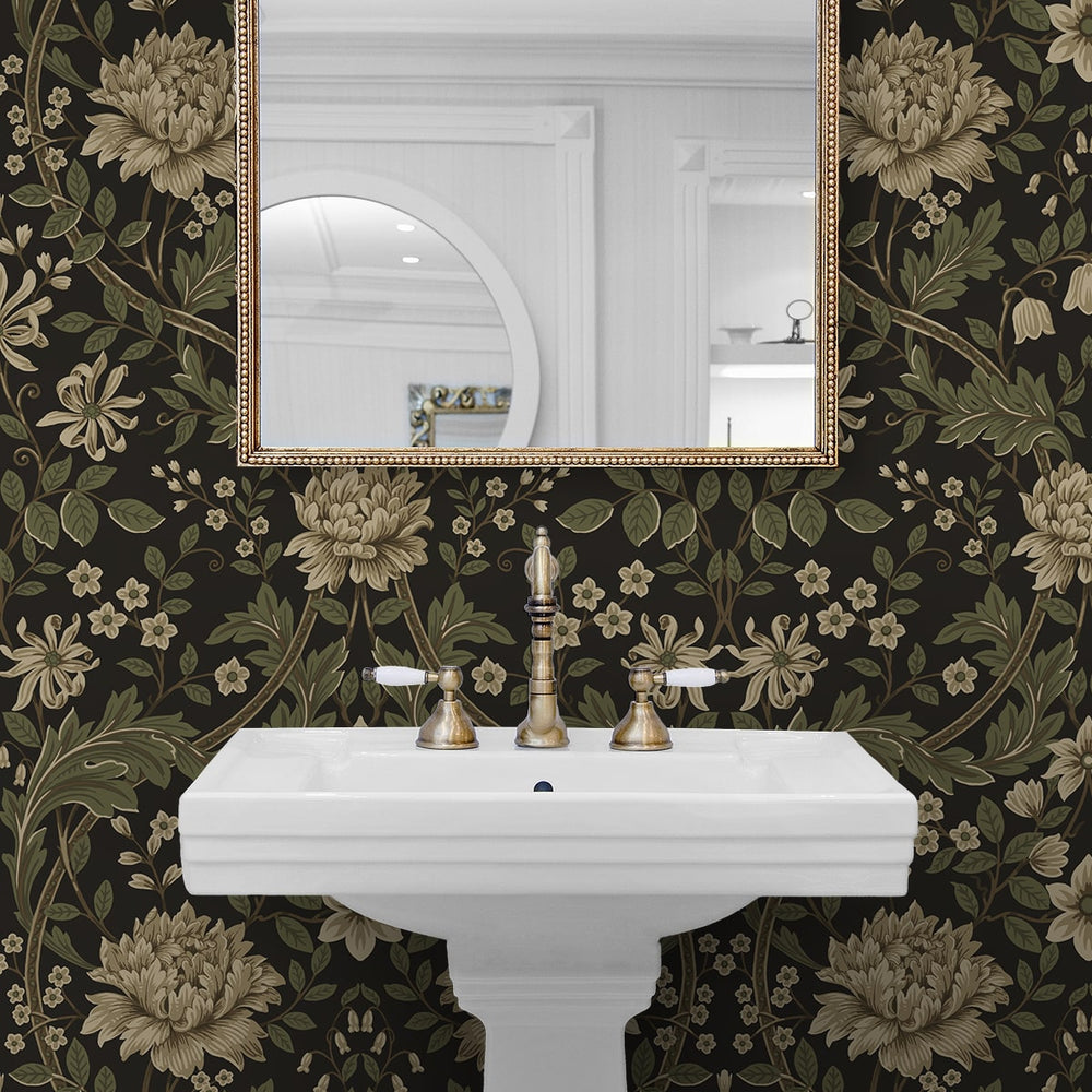 
                  
                    EP10006 Honeysuckle vintage floral prepasted wallpaper bathroom from Seabrook Designs
                  
                