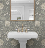 EP10008 vintage floral prepasted wallpaper bathroom from Seabrook Designs