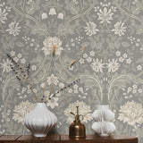 EP10008 vintage floral prepasted wallpaper decor from Seabrook Designs