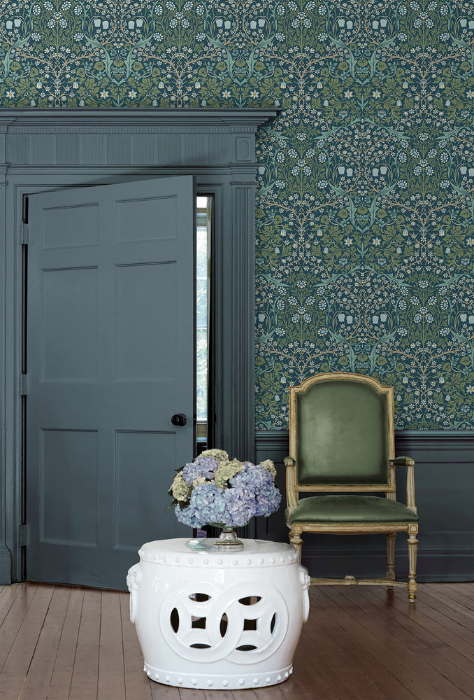 EP10102 vintage floral prepasted wallpaper entryway from Seabrook Designs