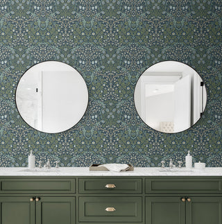 EP10102 vintage floral prepasted wallpaper bathroom from Seabrook Designs