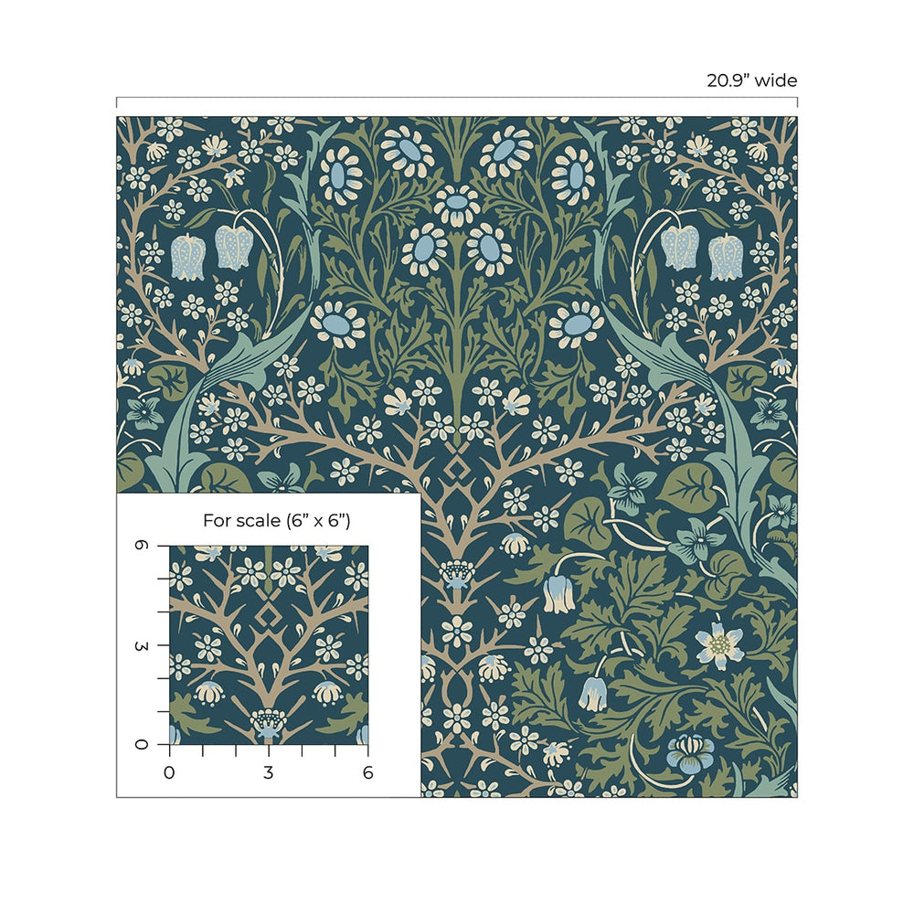 EP10102 vintage floral prepasted wallpaper scale from Seabrook Designs