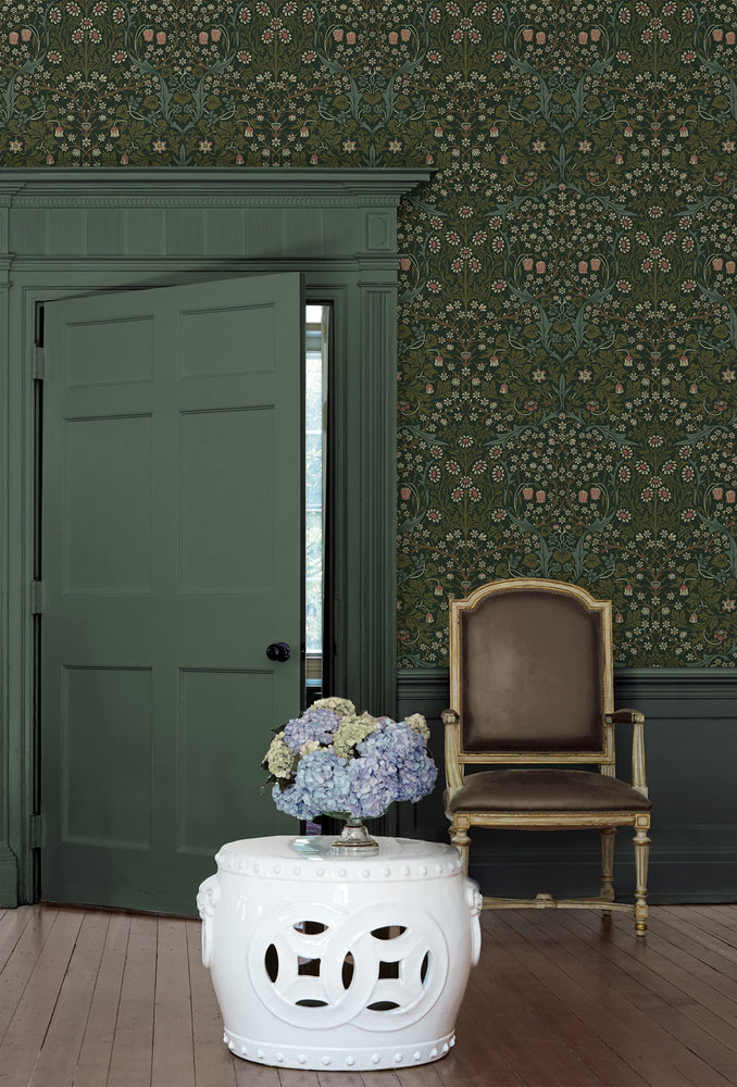 EP10104 vintage floral prepasted wallpaper entryway from Seabrook Designs