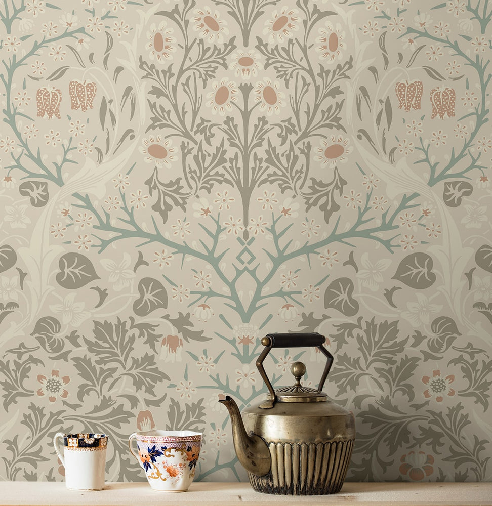 EP10106 vintage floral prepasted wallpaper decor from Seabrook Designs