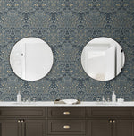 EP10112 vintage floral prepasted wallpaper bathroom from Seabrook Designs