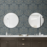 EP10112 vintage floral prepasted wallpaper bathroom from Seabrook Designs