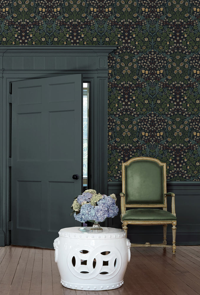 EP10122 vintage floral prepasted wallpaper entryway from Seabrook Designs
