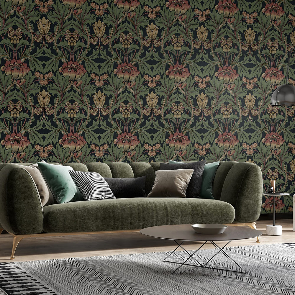 EP10201 vintage floral prepasted wallpaper living room from Seabrook Designs