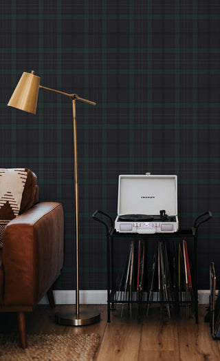 EP10302 plaid prepasted wallpaper leather couch from Seabrook Designs