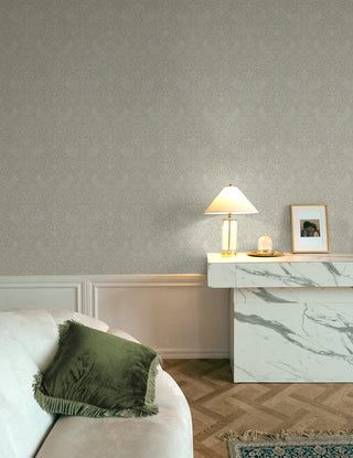 Tonal Bird Garden Vintage Prepasted Wallpaper