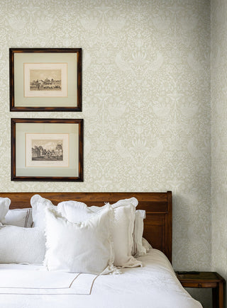 Tonal Bird Garden Vintage Prepasted Wallpaper