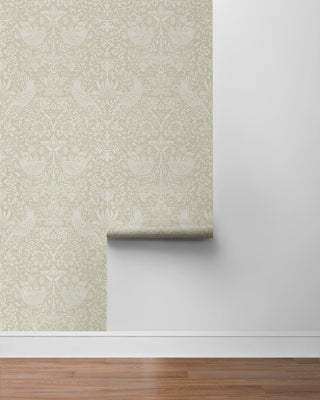 Tonal Bird Garden Vintage Prepasted Wallpaper