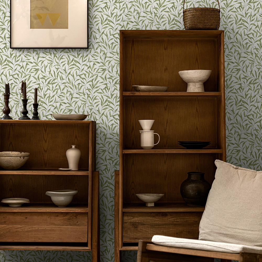 
                  
                    EP10504 willow leaf botanical William Morris prepasted wallpaper living room from Seabrook Designs
                  
                