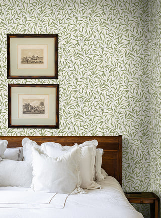 EP10504 willow leaf botanical William Morris prepasted wallpaper bedroom from Seabrook Designs