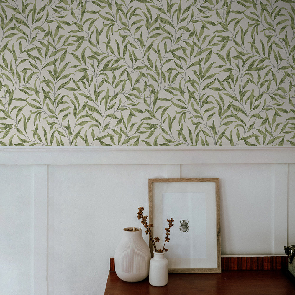
                  
                    EP10504 willow leaf botanical William Morris prepasted wallpaper entryway from Seabrook Designs
                  
                