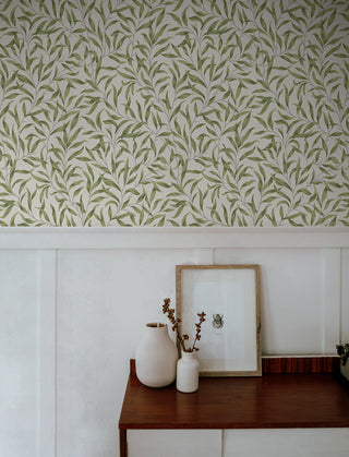 EP10504 willow leaf botanical William Morris prepasted wallpaper entryway from Seabrook Designs