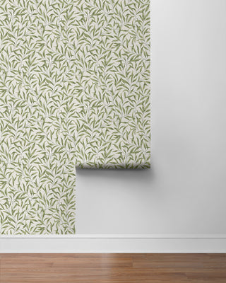 EP10504 willow leaf botanical William Morris prepasted wallpaper roll living room from Seabrook Designs