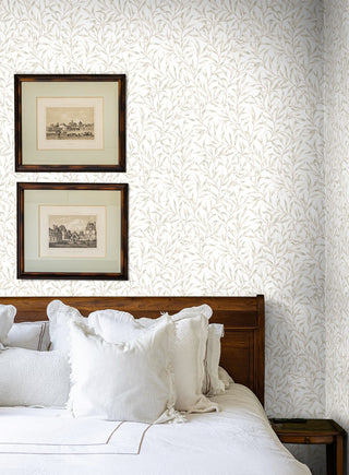 EP10506 willow leaf botanical William Morris prepasted wallpaper bedroom from Seabrook Designs