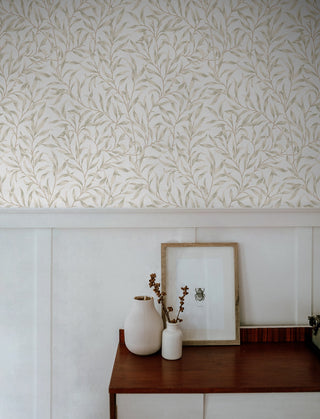 EP10506 willow leaf botanical William Morris prepasted wallpaper decor from Seabrook Designs