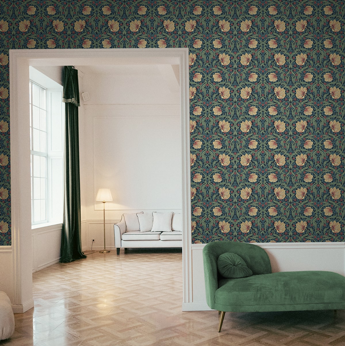 EP10602 Pimpernel floral vintage prepasted wallpaper living room from Seabrook Designs