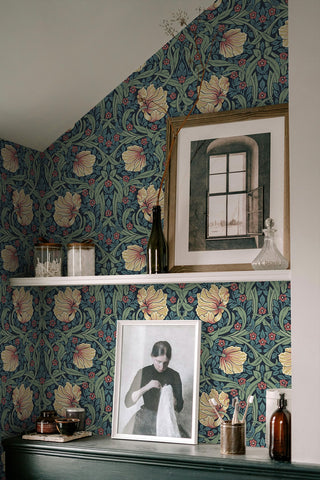 EP10602 Pimpernel floral vintage prepasted wallpaper decor from Seabrook Designs