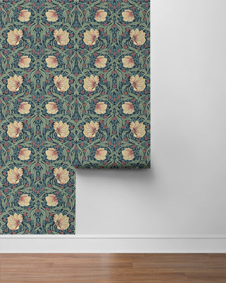 EP10602 Pimpernel floral vintage prepasted wallpaper roll from Seabrook Designs