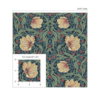 EP10602 Pimpernel floral vintage prepasted wallpaper scale from Seabrook Designs